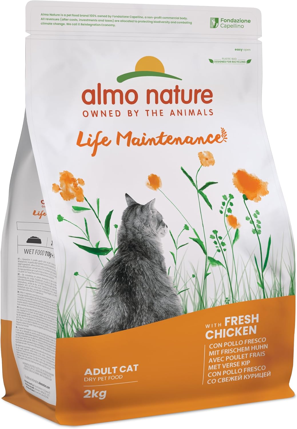 Pienso para gatos adultos con pollo fresco Almo Nature 2kg